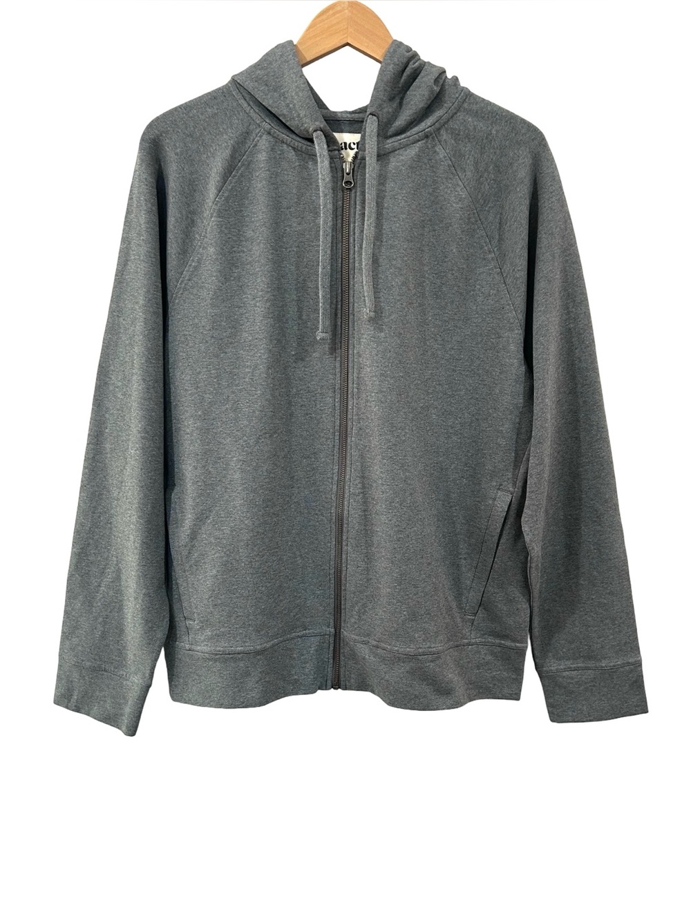 Pact men’s French Terry Zip hoodie L charcoal heather grey cotton NWOT